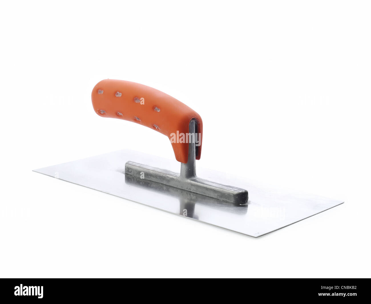 Stainless steel trowel on white background Stock Photo