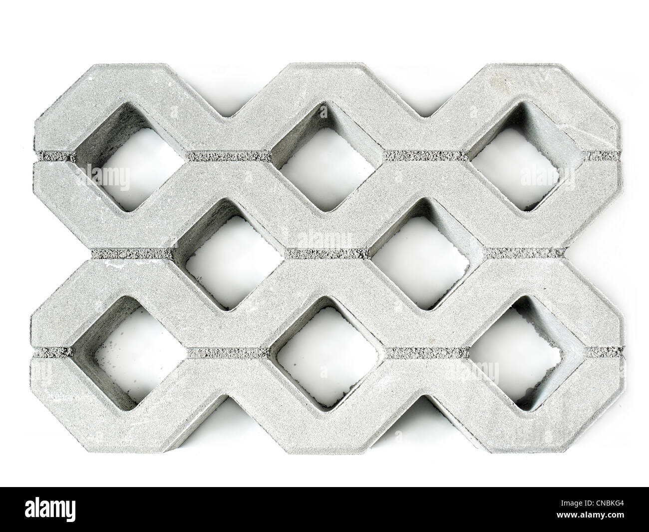 Concrete pavement block shot from above on white background Stock Photo