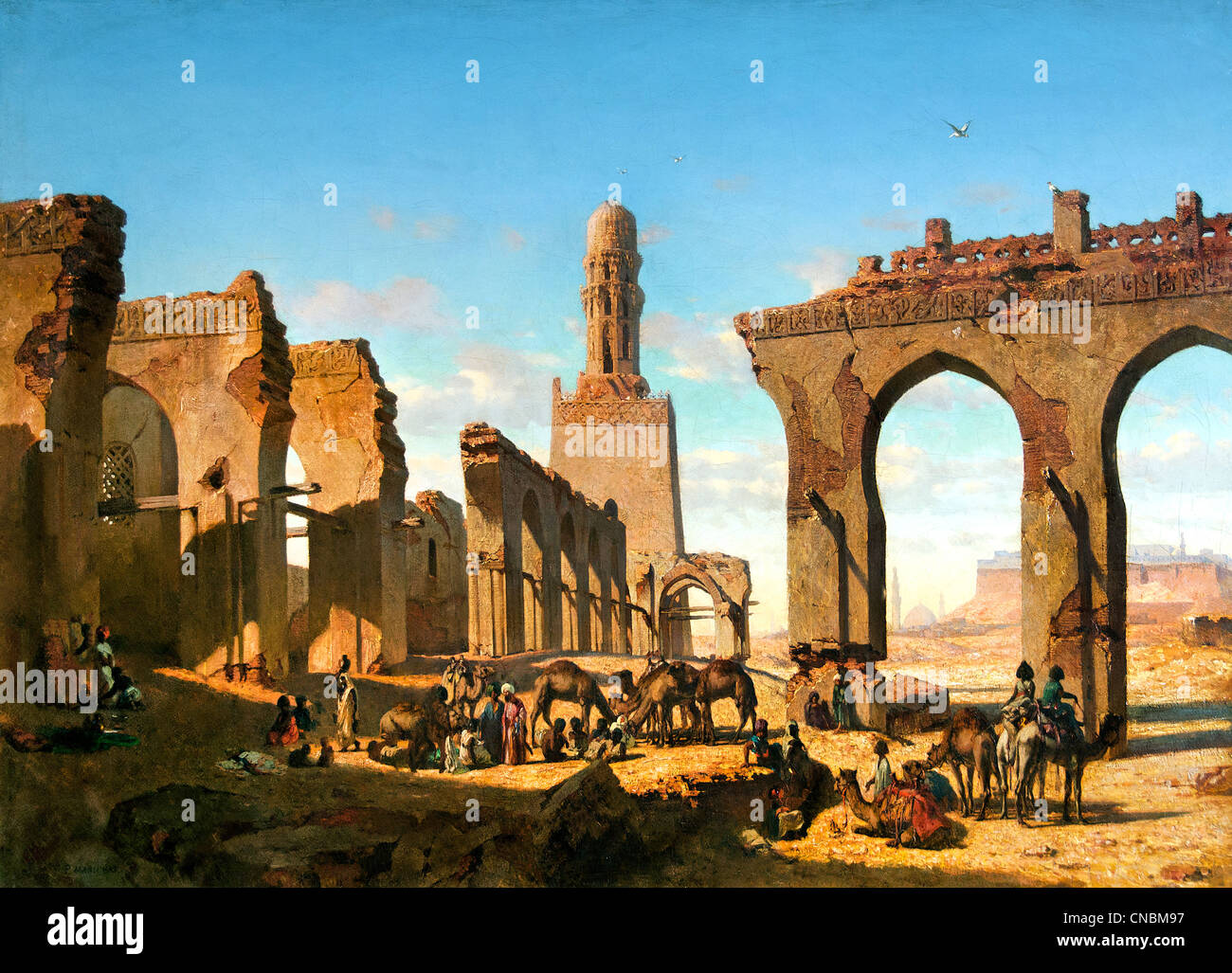 Ruins of the Mosque of the Caliph Hakim in Cairo - Ruines de la mosquée du khalife Hakem au Caire Prosper MARILHAT1811-1847 Stock Photo