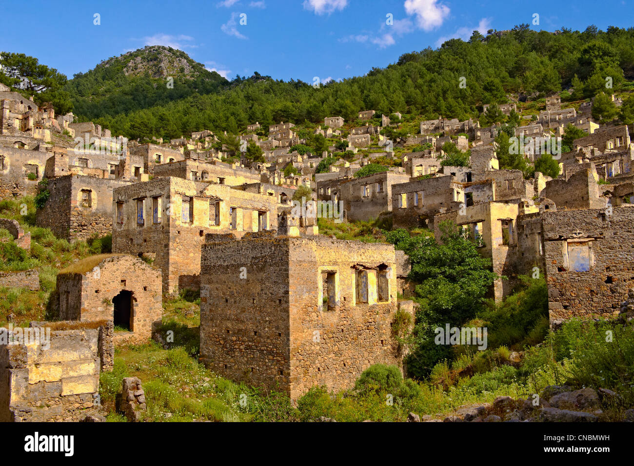 Kayaköy (Kayakoy) or Karmylassos, an abandoned Greek exchange Village of 1923 8km from Fethiye in Turkey Stock Photo