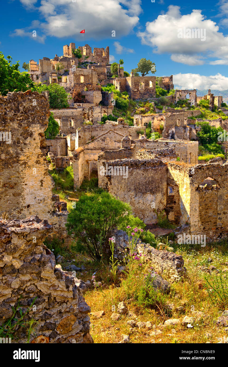 Kayaköy (Kayakoy) or Karmylassos, an abandoned Greek exchange Village of 1923 8km from Fethiye in Turkey Stock Photo