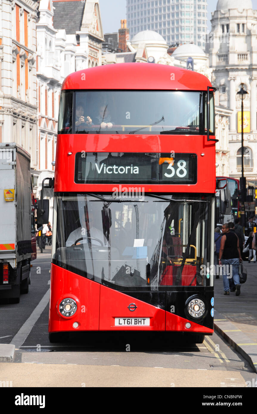 New 2012 London bus variously referred to as a Routemaster or Boris bus Stock Photo