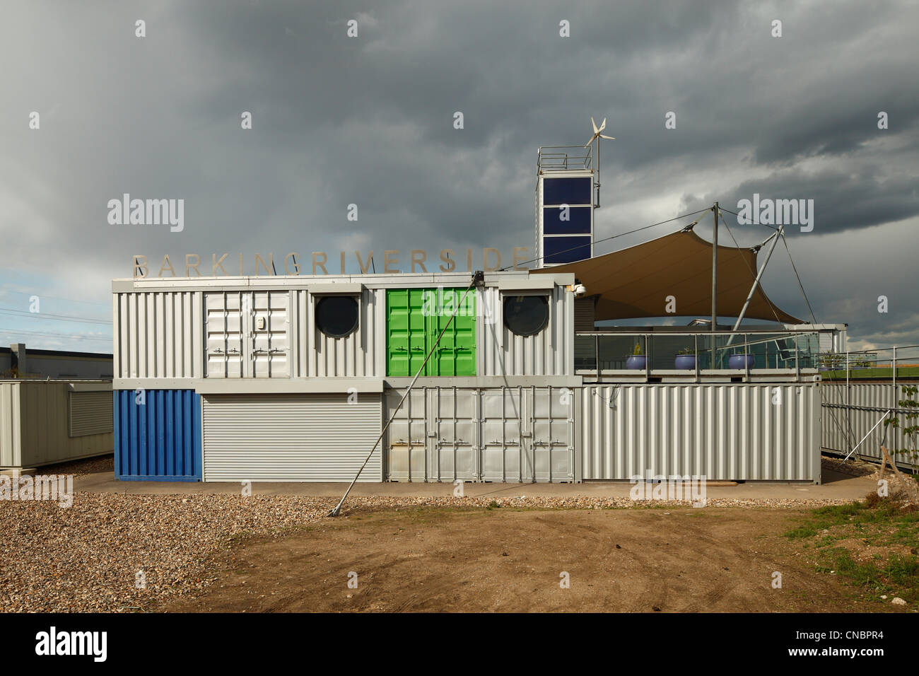 Barking riverside container city. Stock Photo
