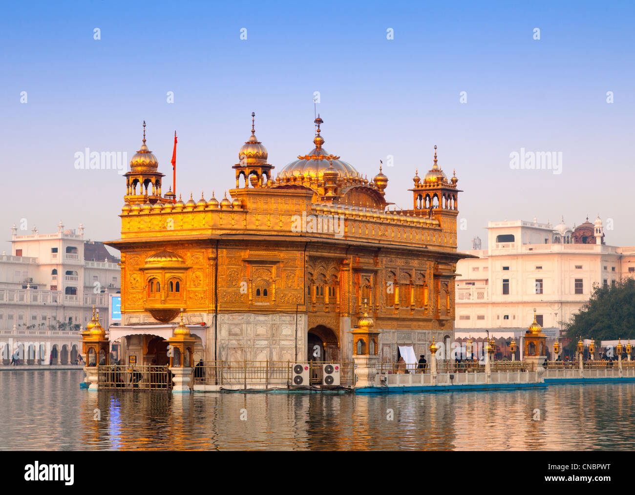 India, Punjab, Amritsar, golden Temple in golden morning light Stock Photo