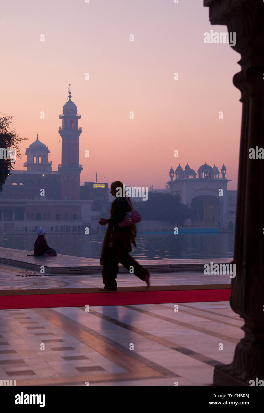 India, Punjab, Amritsar, Golden Temple at dawn Stock Photo