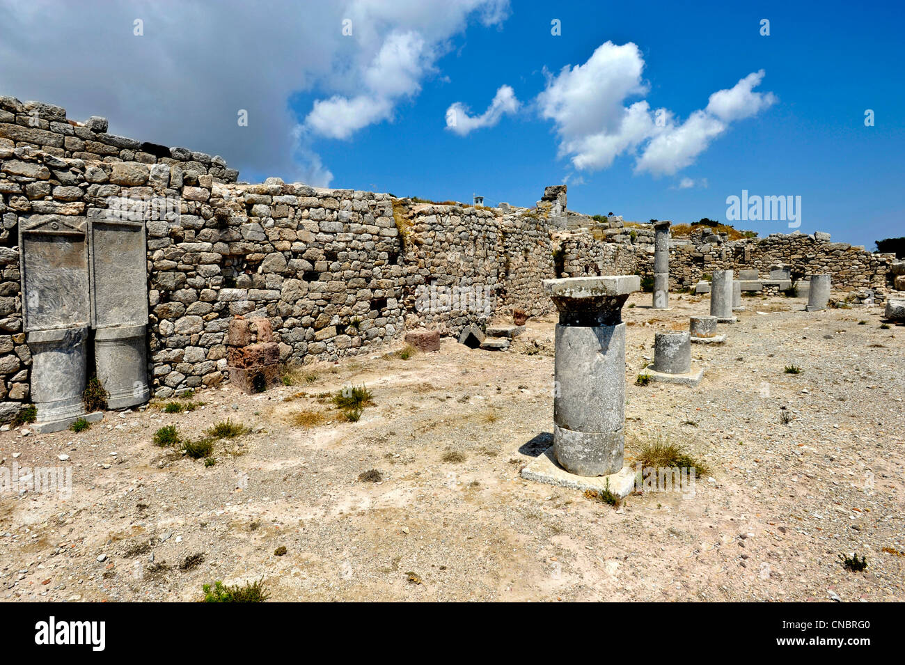 Europe Greece Cyclades Santorini Ancient Thera The Basilica Stock Photo