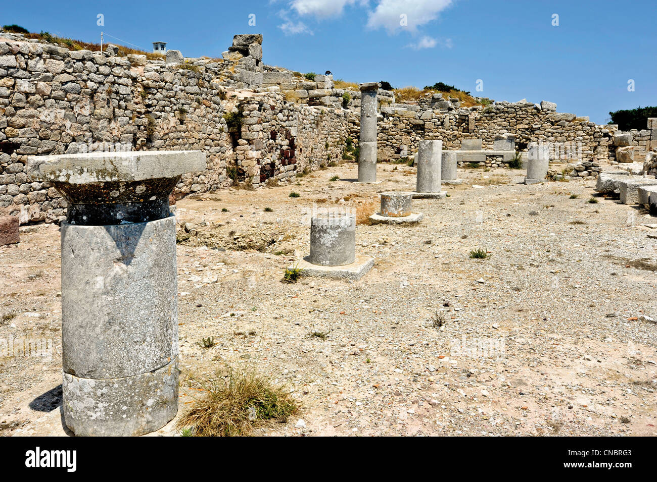 Europe Greece Cyclades Santorini Ancient Thera The Basilica Stock Photo