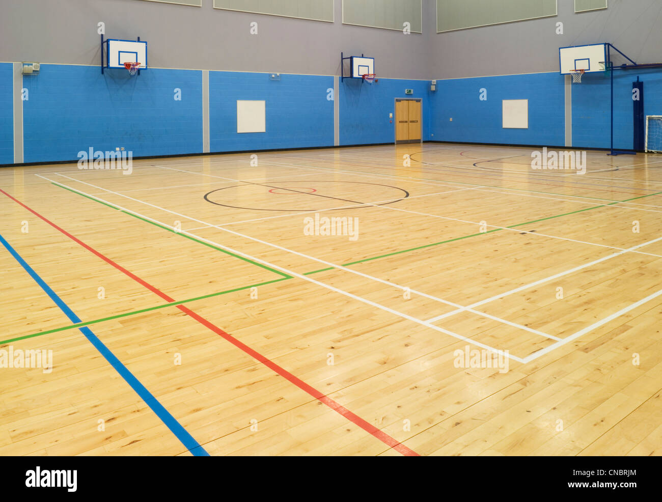 Modern secondary school sports hall. Stock Photo