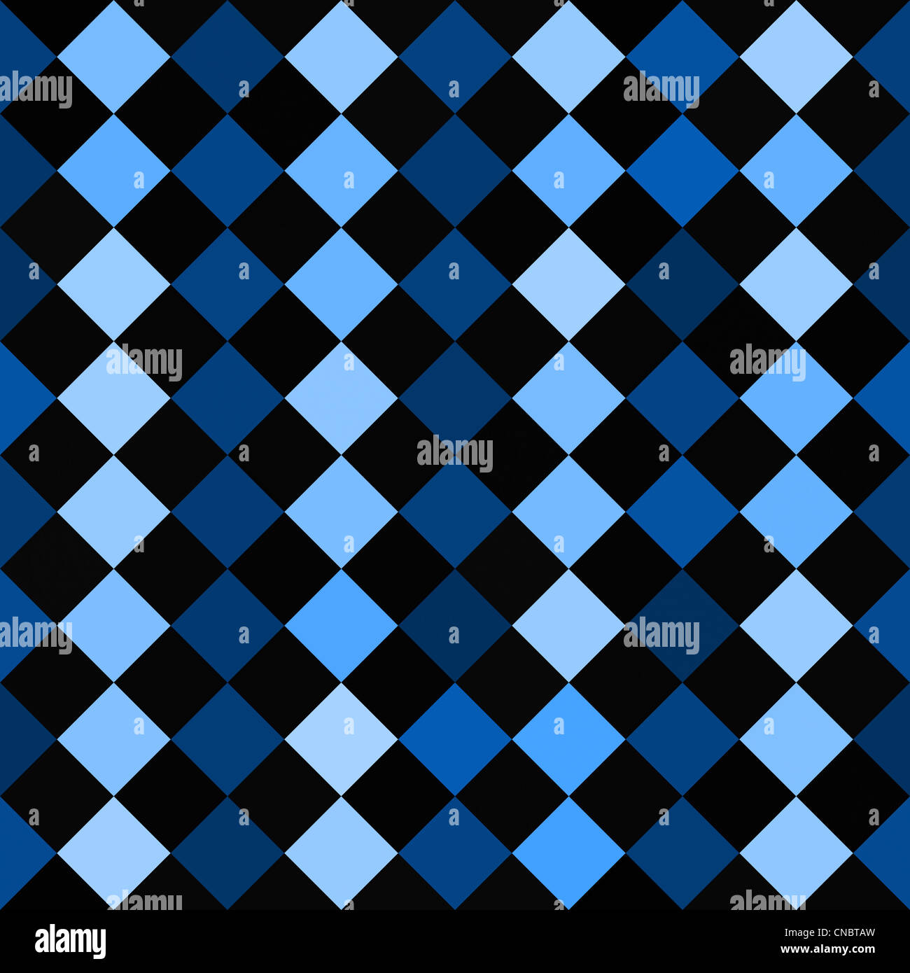 A blue and black checkered squares texture that tiles seamlessly. Stock Photo