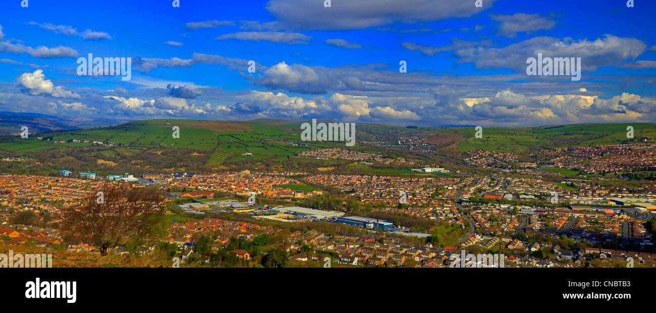 Caerphilly West with industrial estate Stock Photo Alamy