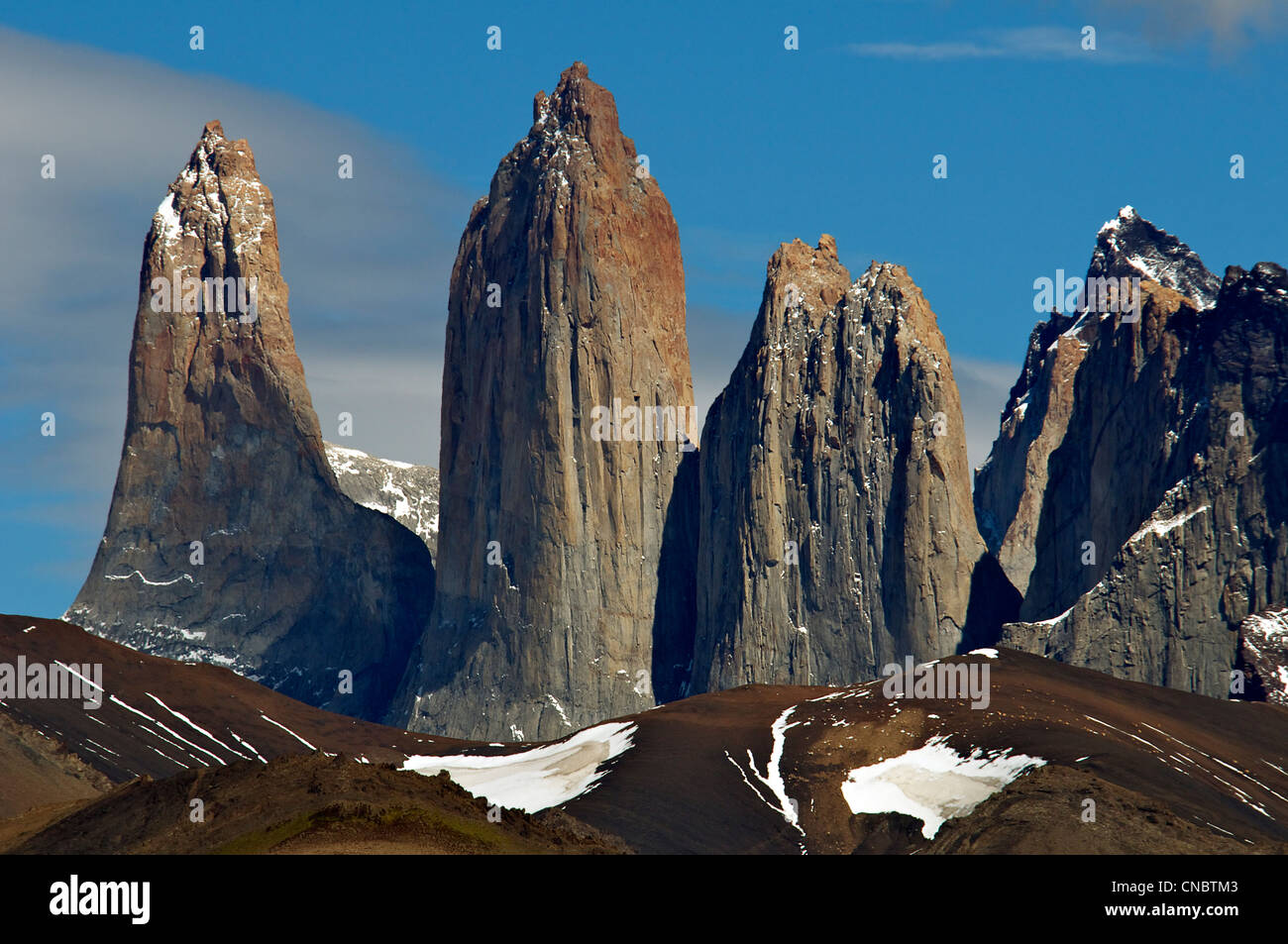 Pinnacles Torres del Paine National Park Patagonia Chile Stock Photo