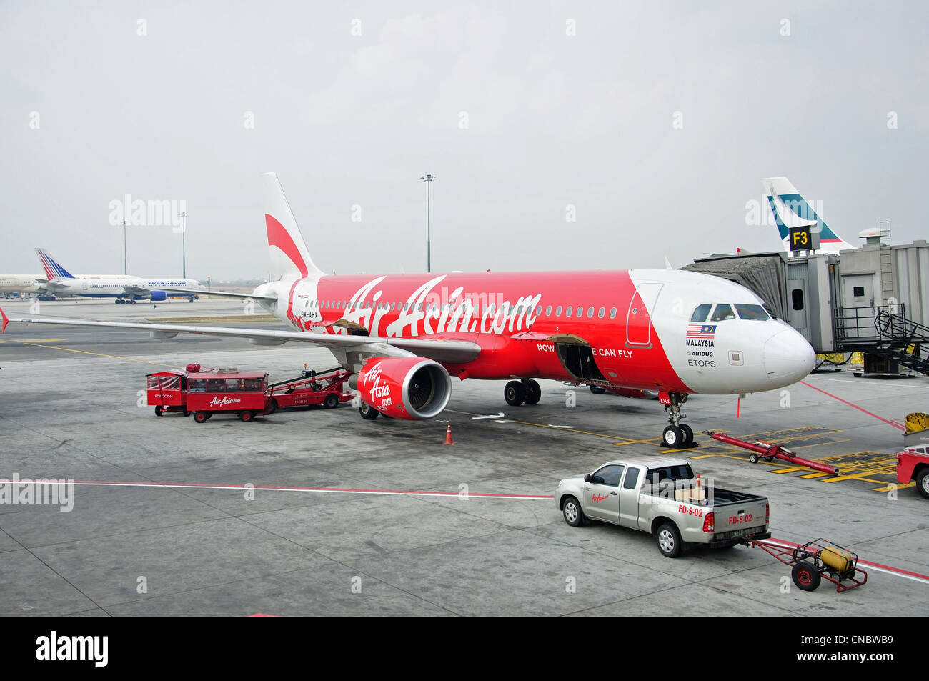 AirAsia Airbus A320-216 aircraft at gate, Udonthani International Airport, Udon Thani, Udon Thani Province, Thailand Stock Photo