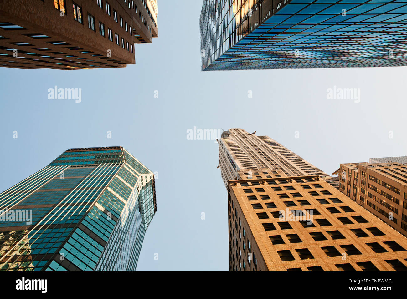 look up at the buildings at Lexington avenue and 42nd street Stock Photo