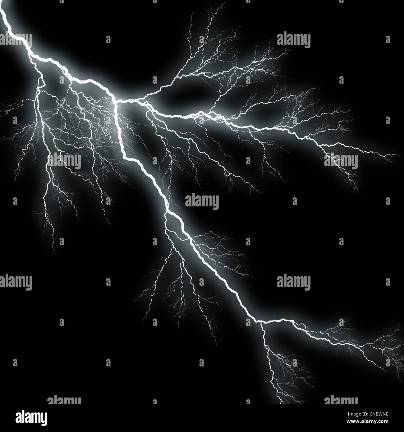 Bolts of lightning isolated over a black background Stock Photo - Alamy