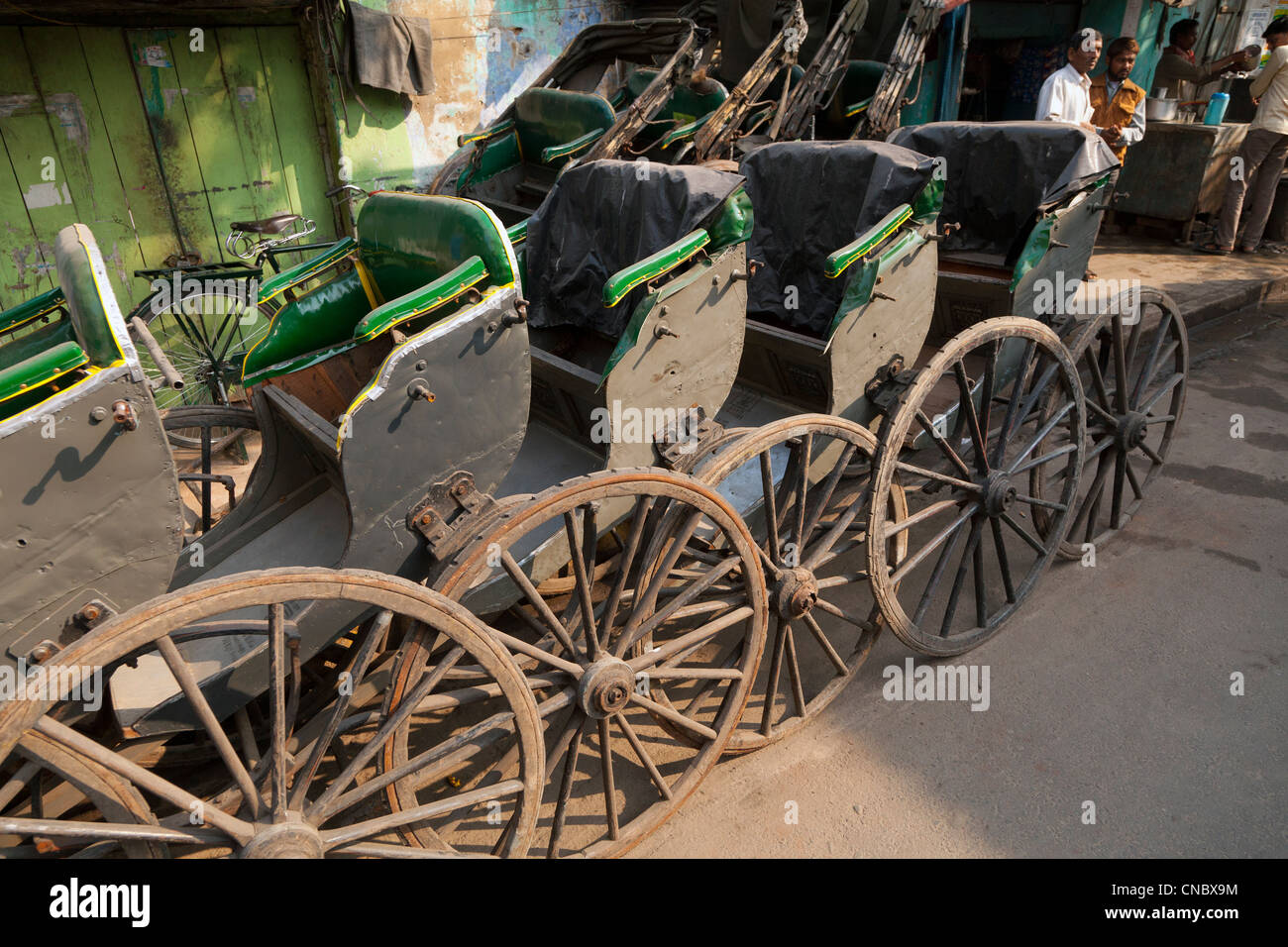 India, West Bengal, Kolkata (calcutta), hand pulled rickshaws Stock Photo