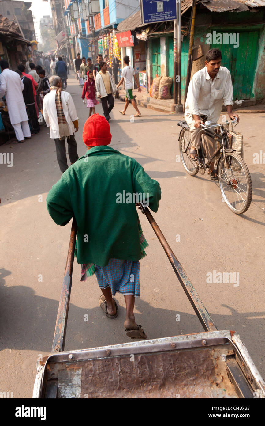 India, West Bengal, Kolkata (calcutta), view from hand pulled rickshaw Stock Photo
