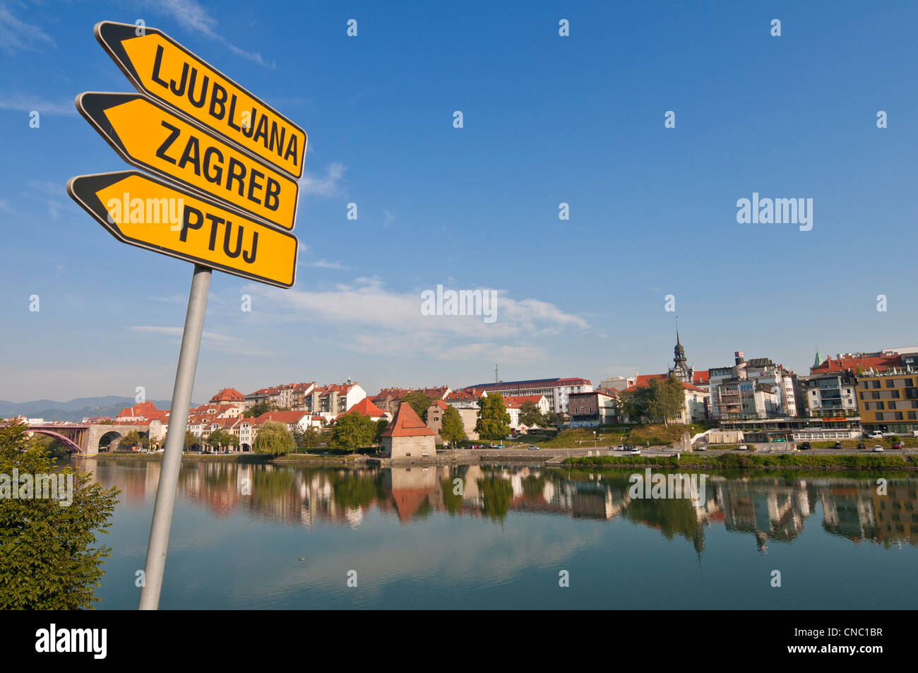 Slovenia, Lower Styria Region, Maribor, European Capital of Culture 2012, the banks of the Drave river Stock Photo