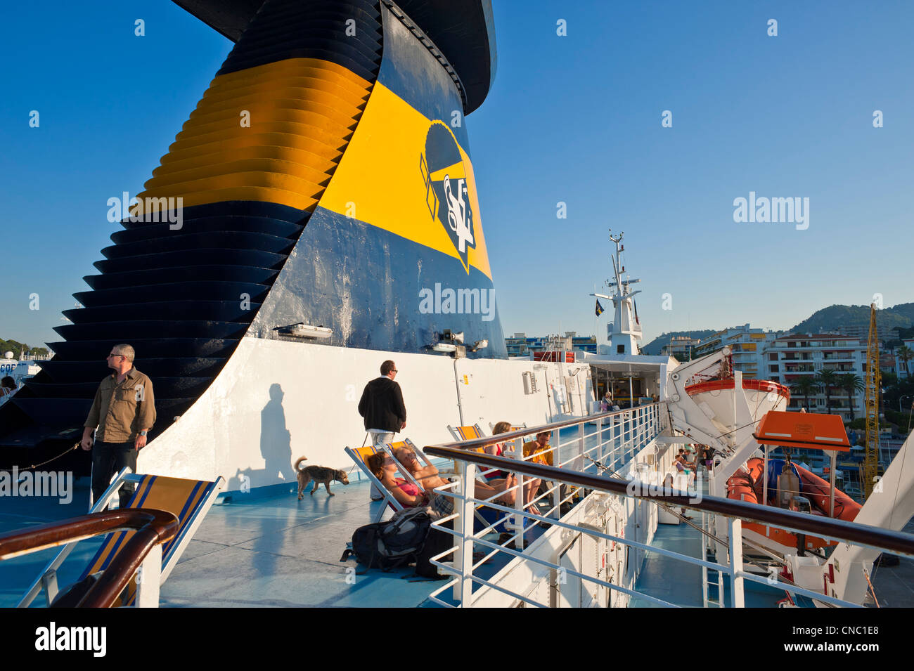 France, Alpes Maritimes, Nice, on the ferry of Corsica Ferries to Corsica from Nice Stock Photo
