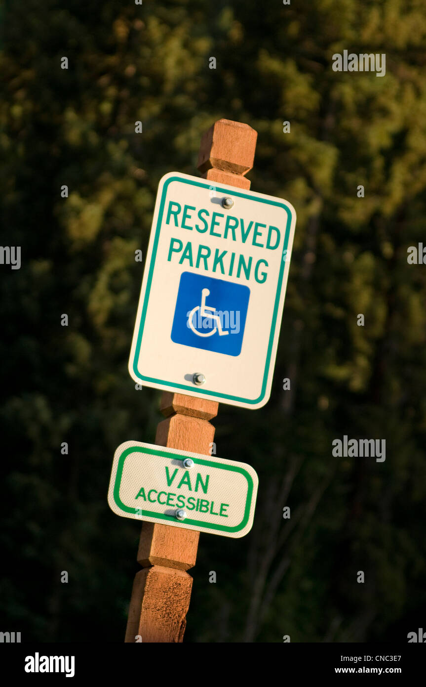Handicapped parking sign Stock Photo