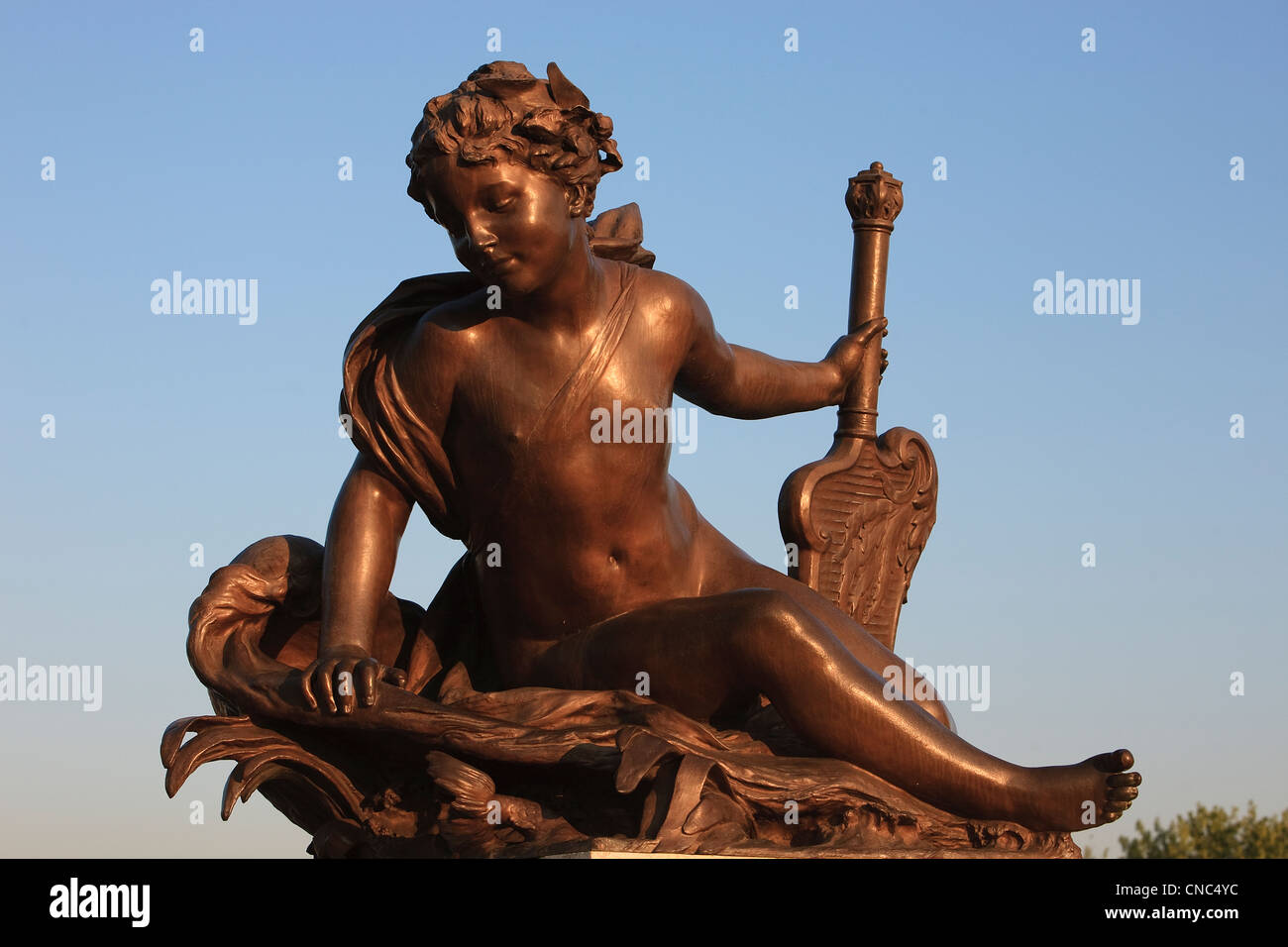 France, Paris, pont Alexandre III, detail of a sculpture, Les Nereides by Andre Massoule Stock Photo
