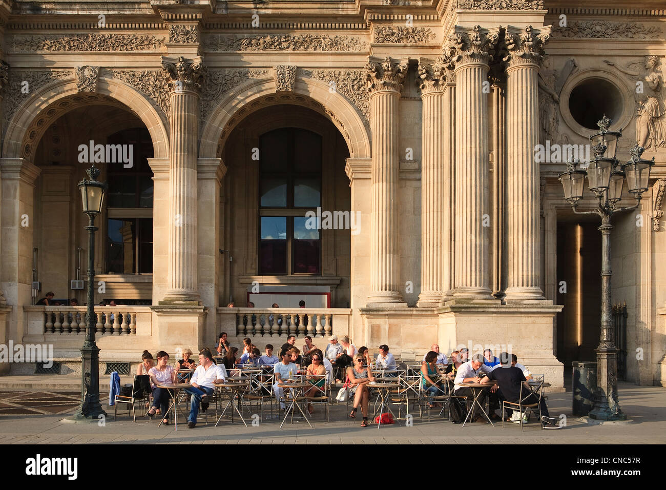 France, Paris, Musee du Louvre, Cafe Marly Terrace Stock Photo