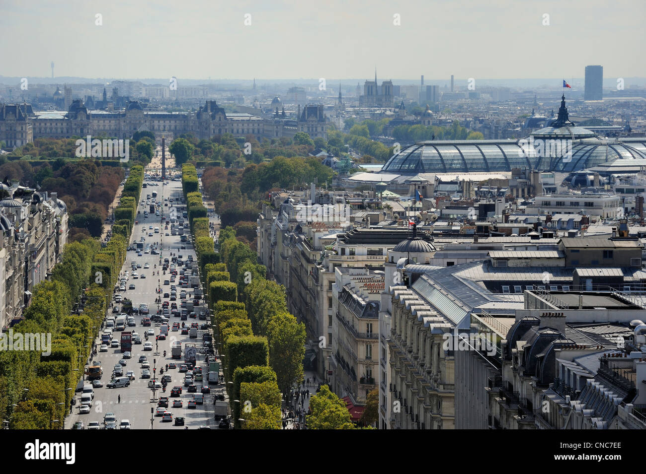 France, Paris, the royal axis from la Concorde to La Defense seen from the top of the Triumphal Arch Stock Photo