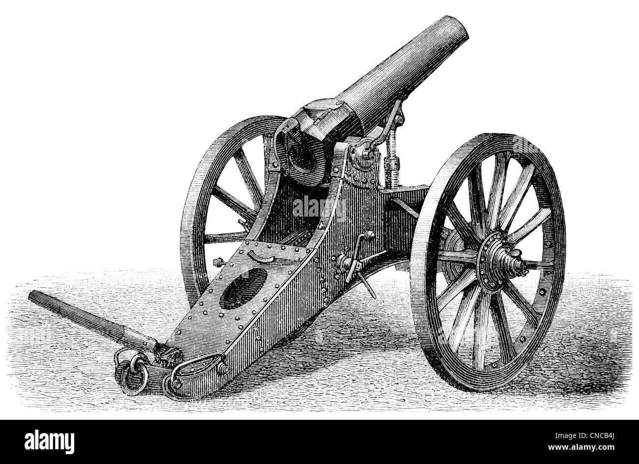 Historical illustration from the 19th Century, representation of a field howitzer Stock Photo