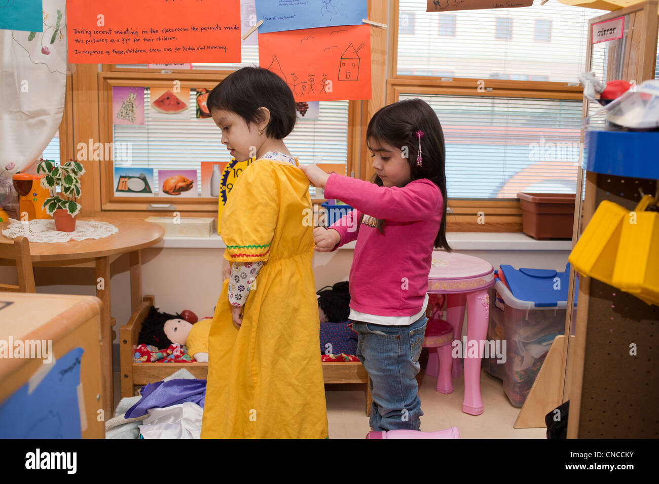 Preschool children in classroom Stock Photo - Alamy