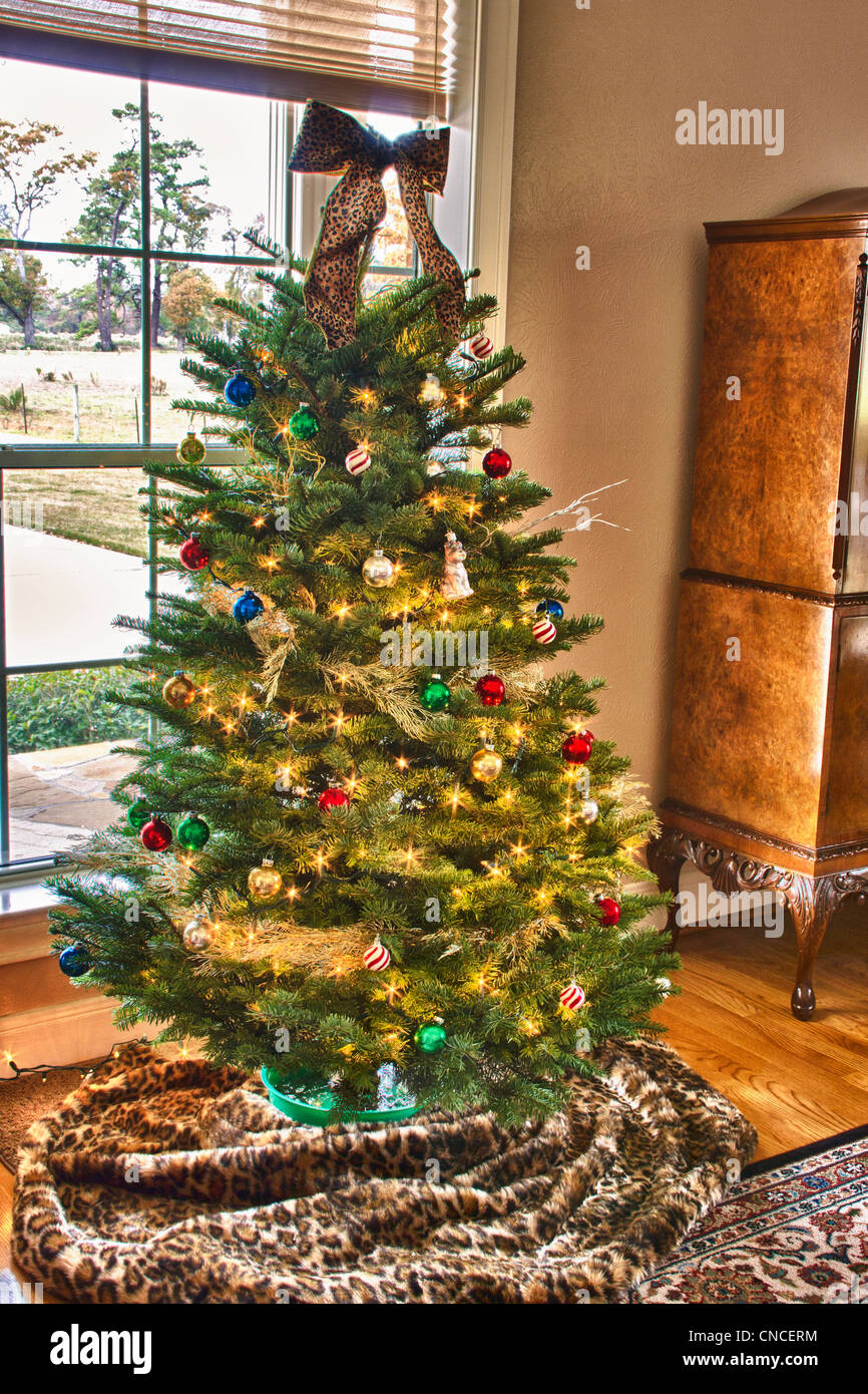 Christmas Tree in home in Texas Stock Photo Alamy