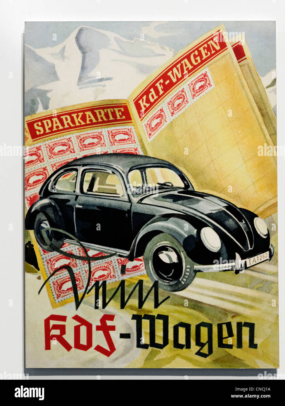 A nazi germany poster advertising the savings plan for the VW Beetle, then known as the KdF wagen (KdF is Strength through Joy) Stock Photo