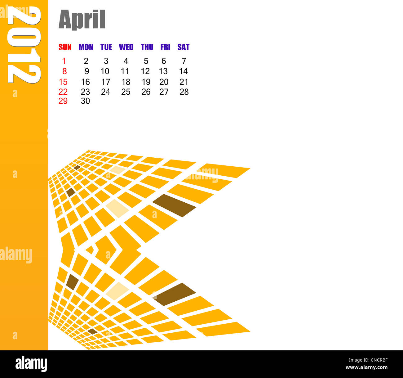 April 2012 Design April calendar illustration hi-res stock photography and images - Alamy