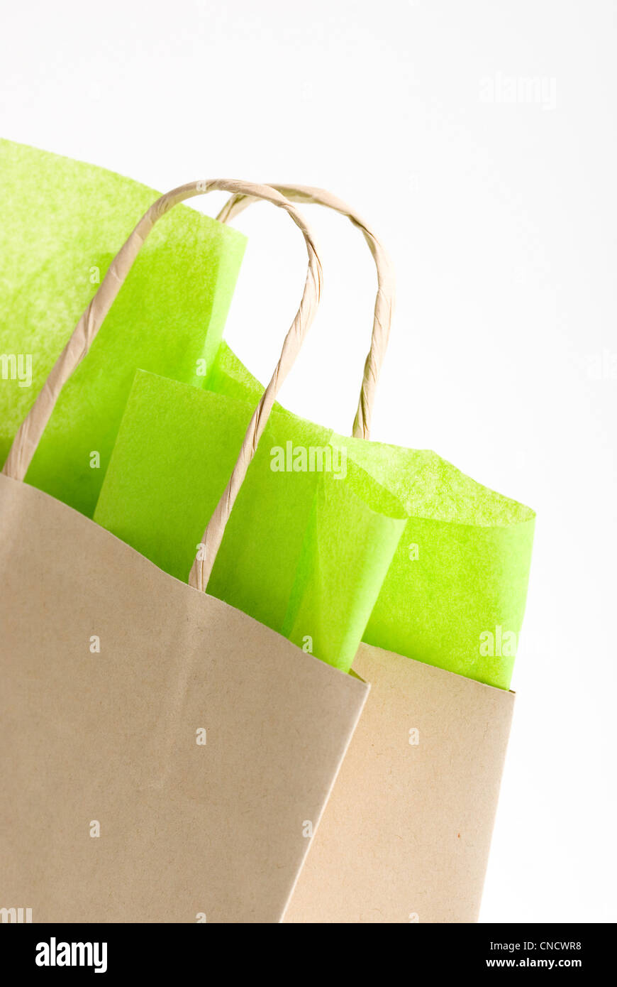 Colorful Isolated Gift Bags With Tissue Paper Stock Photo