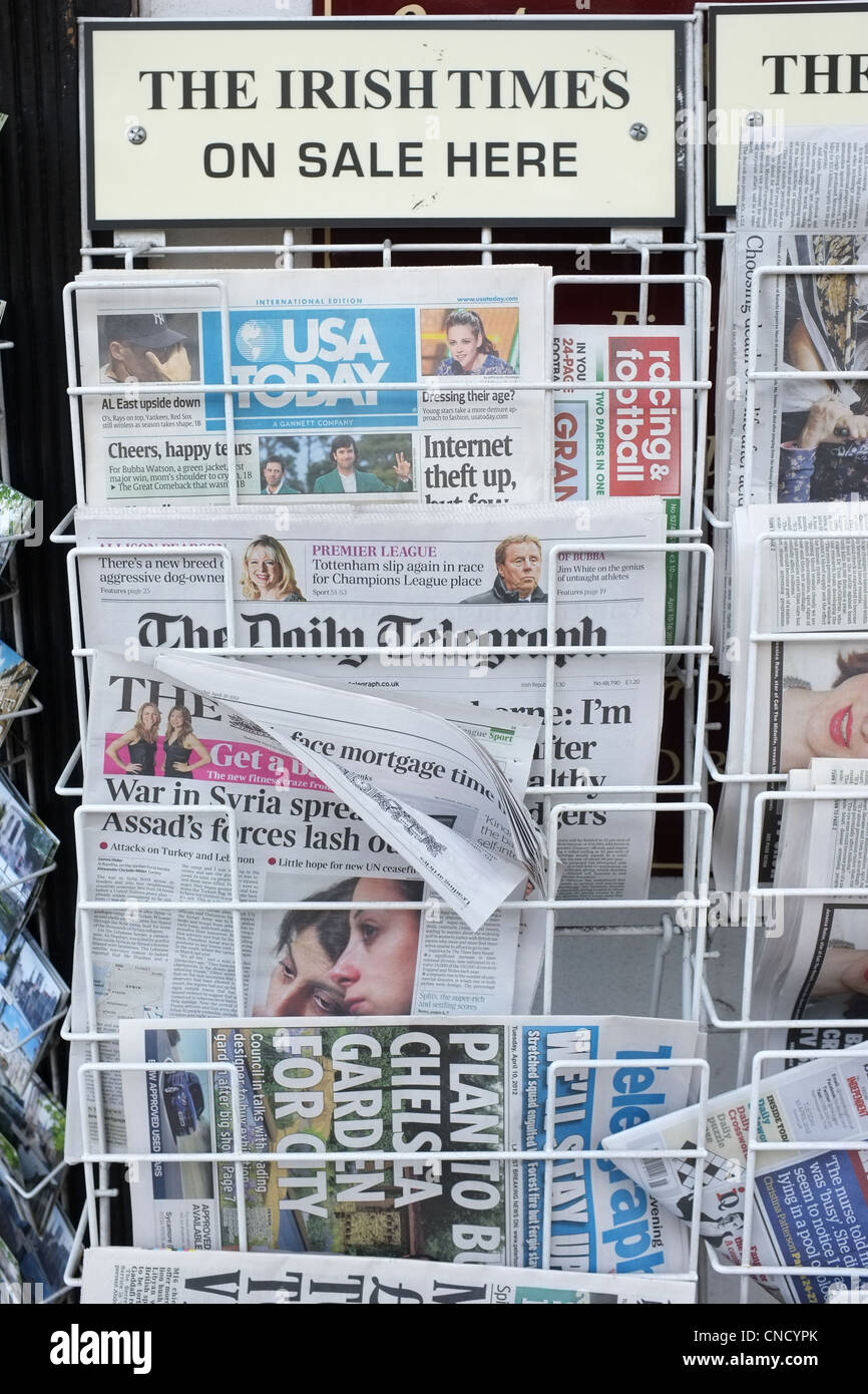 Newspapers on sale Stock Photo