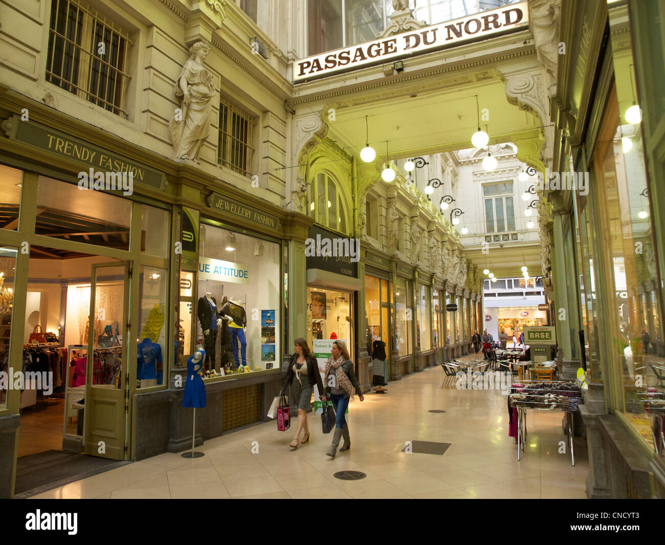Historic Passage du Nord shopping gallery mall in Brussels, Belgium Stock Photo