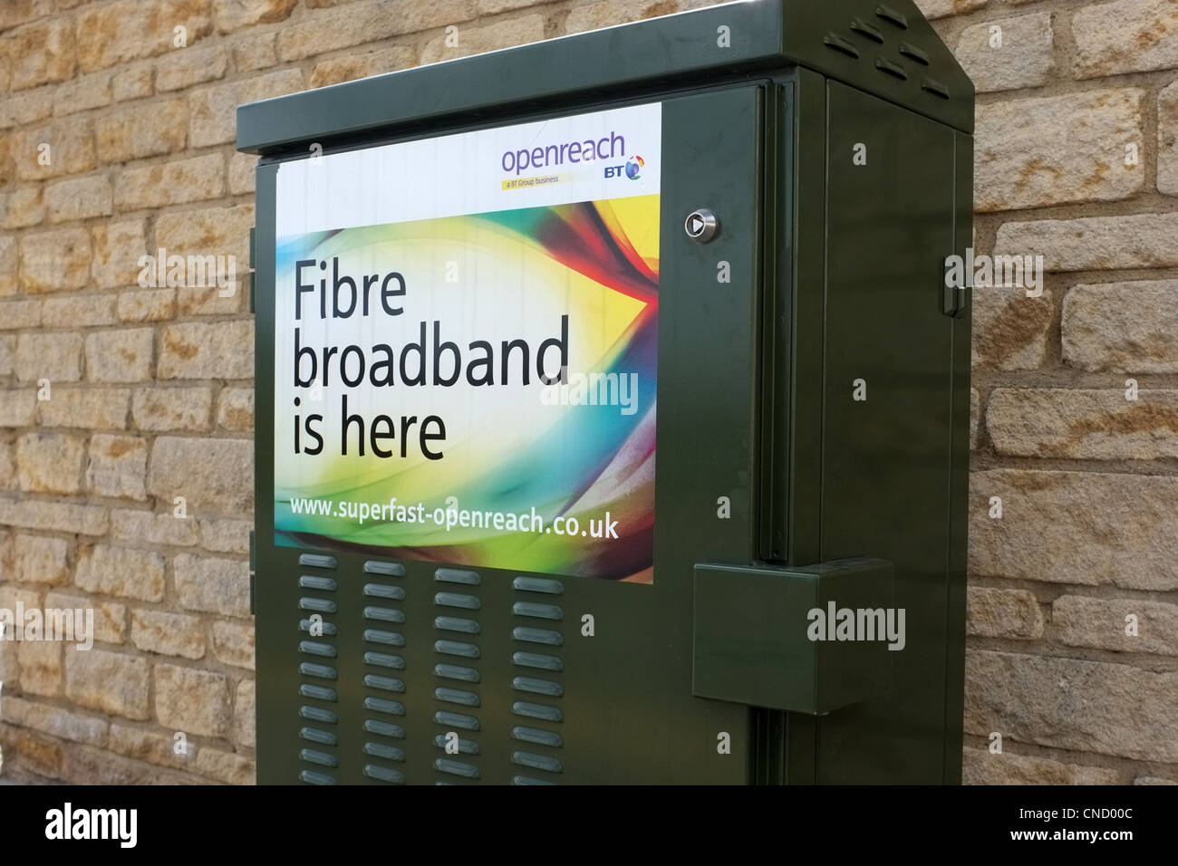 Fibre Broadband Is Here Sign Stock Photo