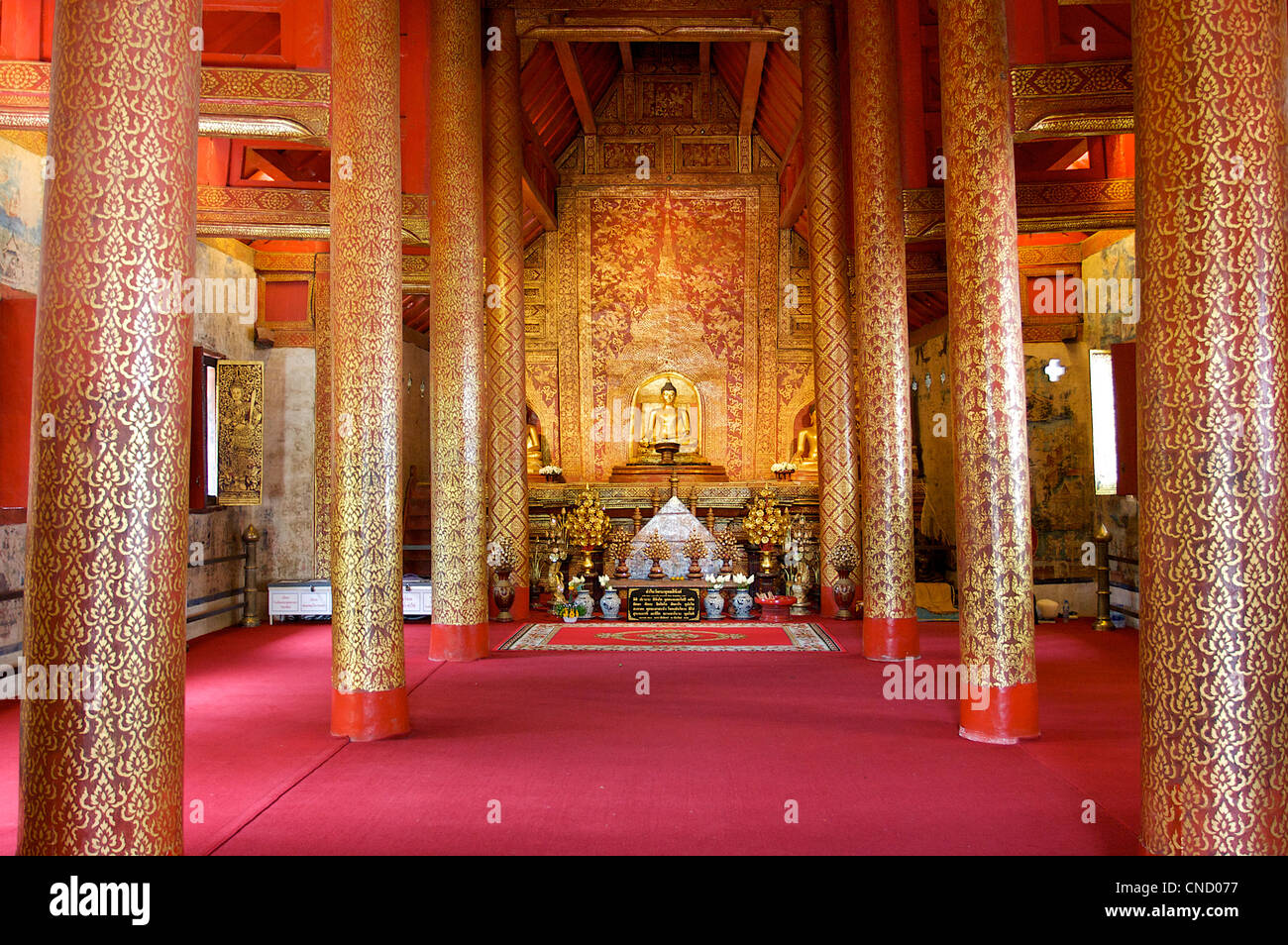 main temple, pra sing buddha image,monastery ,wat pra sing temple,religion,buddhism, chiang mai,Thailand Stock Photo