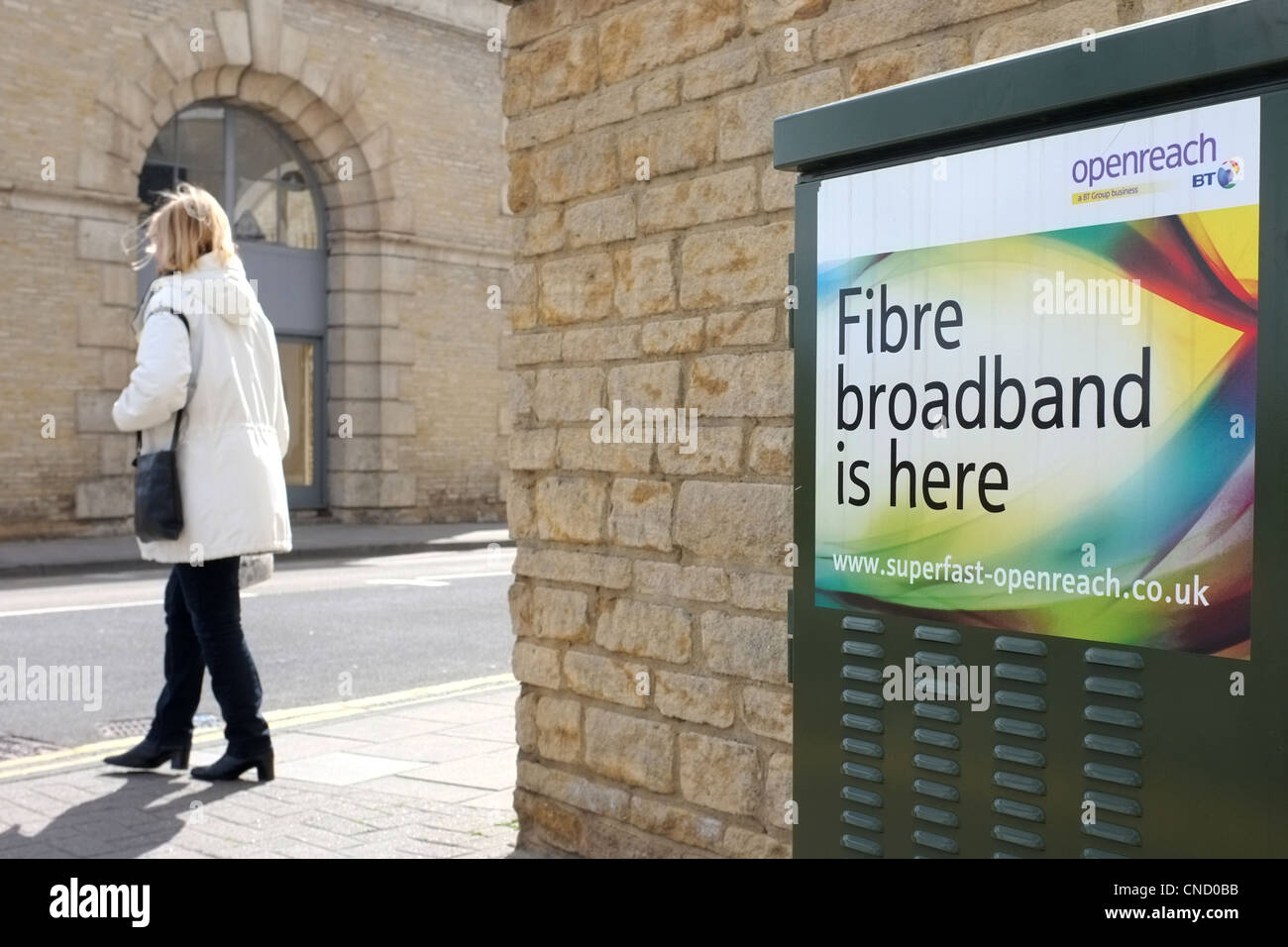 Fibre Broadband Is Here Sign Stock Photo