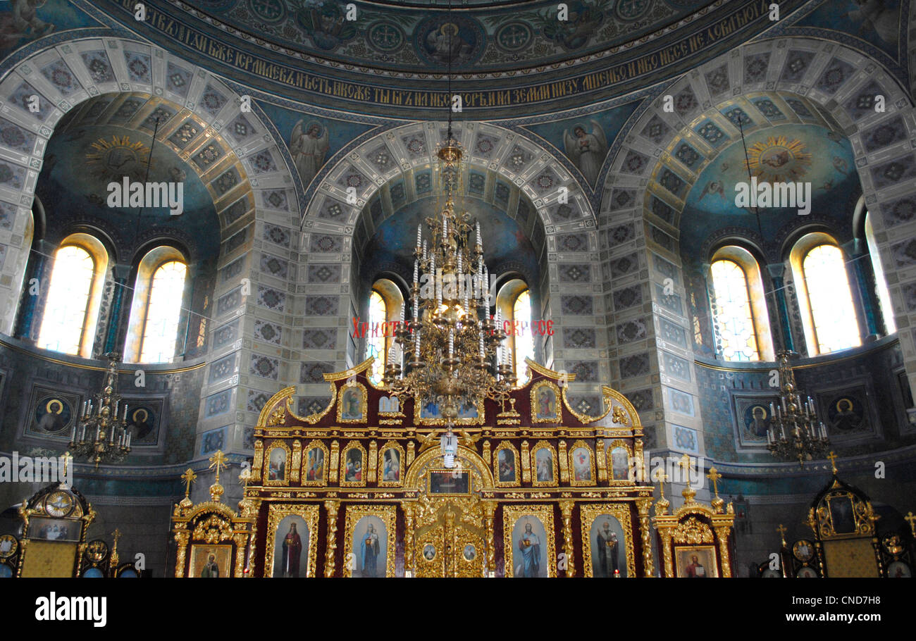 Ukraine. Crimea. Yevpatoria. Cathedral of St. Nicholas the Miracle Worker. Iconostasis by Vannuki. Stock Photo