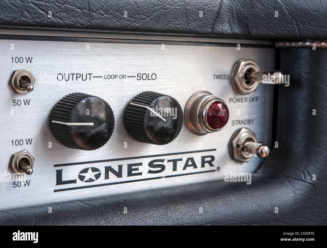 mesa boogie lonestar guitar amplifier detail. Showing switches and controls on this top quality valve amplifier Stock Photo