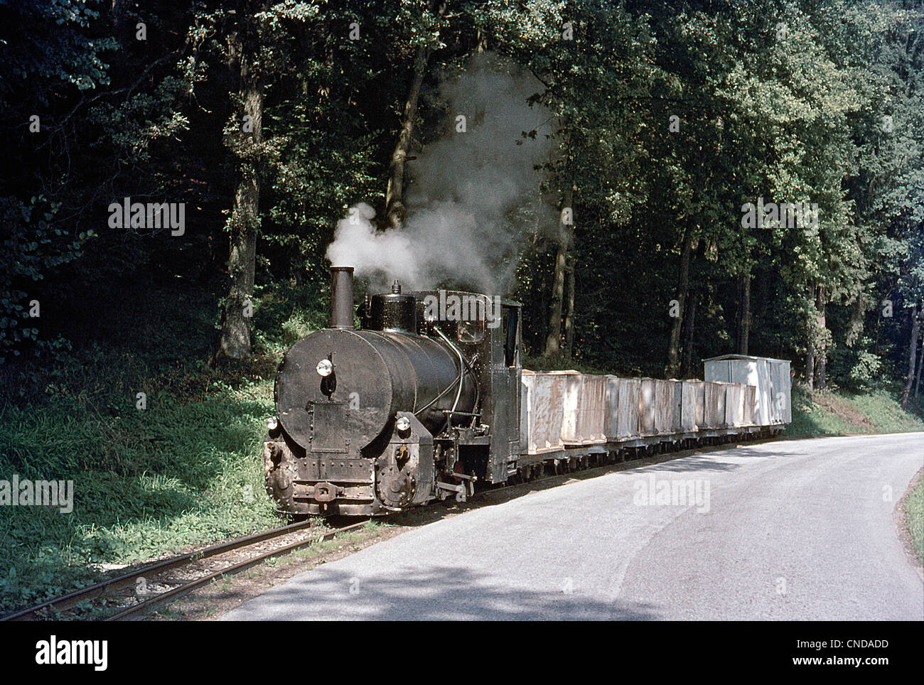 The charming 600mm gauge Fireless which worked for Kamig A.G at Schwertberg. Stock Photo