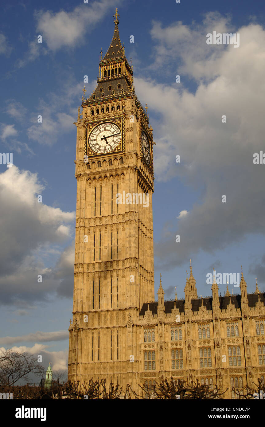 United Kingdom. England. London. The Big Ben, clock tower at the Westminster Palace. 19th century. Detail. Stock Photo