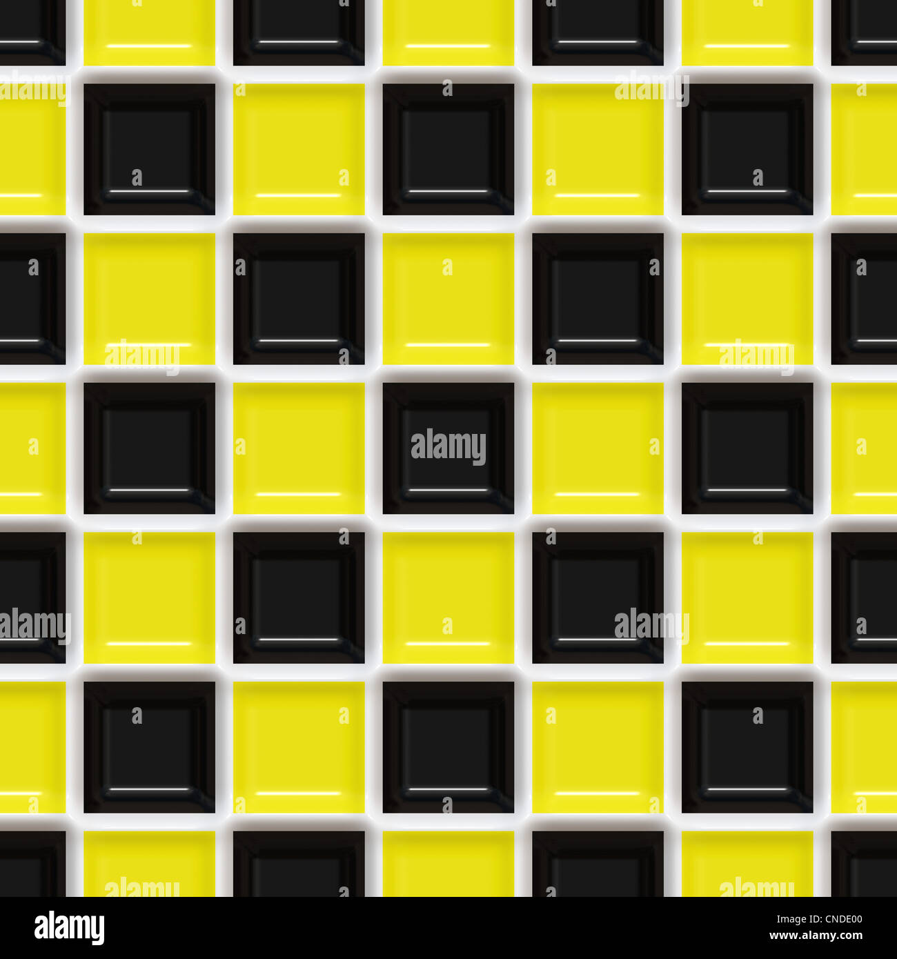 A yellow and black checkered squares texture that tiles seamlessly. Stock Photo