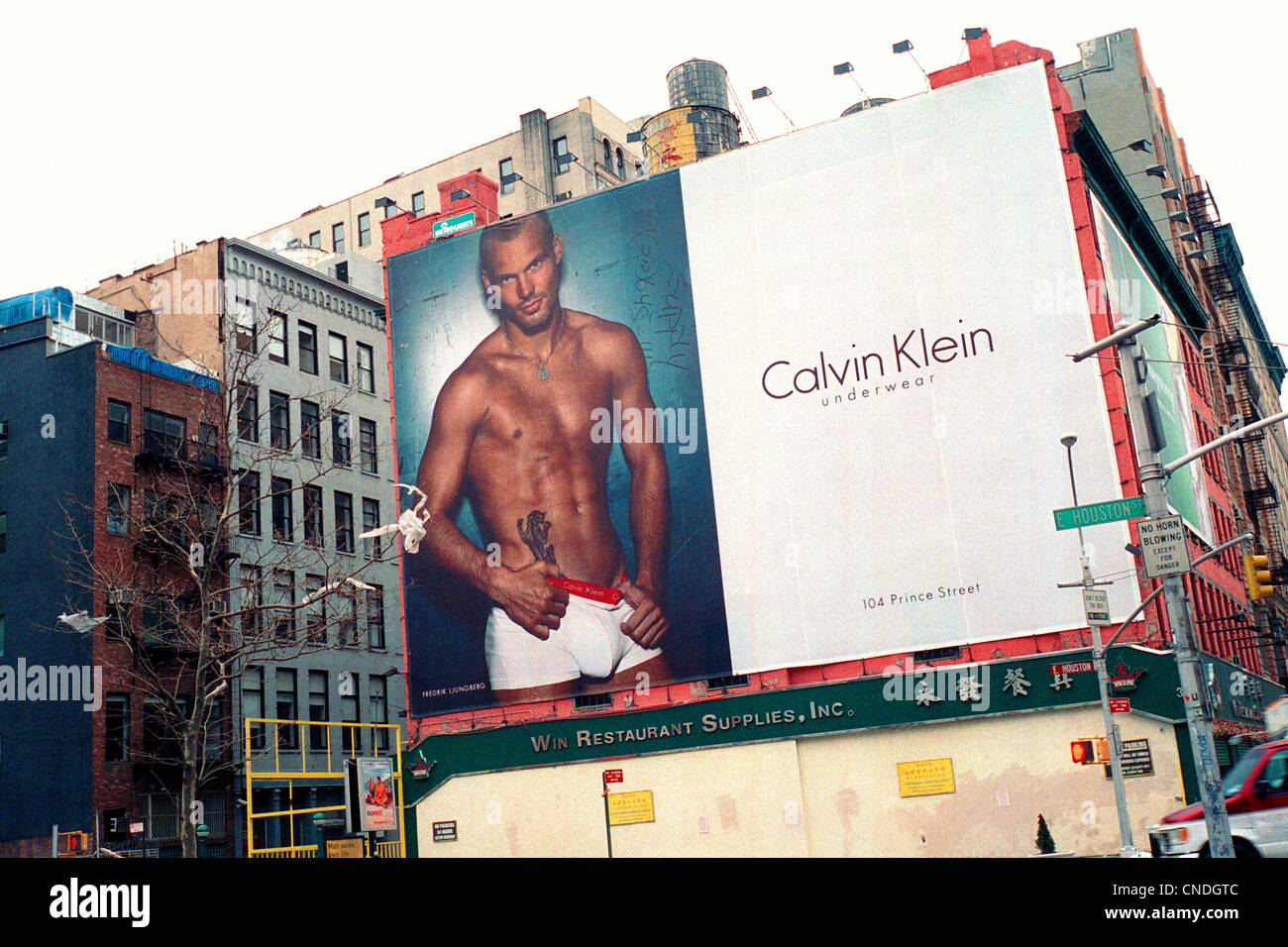 A billboard advertising Calvin Klein Jeans on the side of a building in  Soho in New York Stock Photo - Alamy
