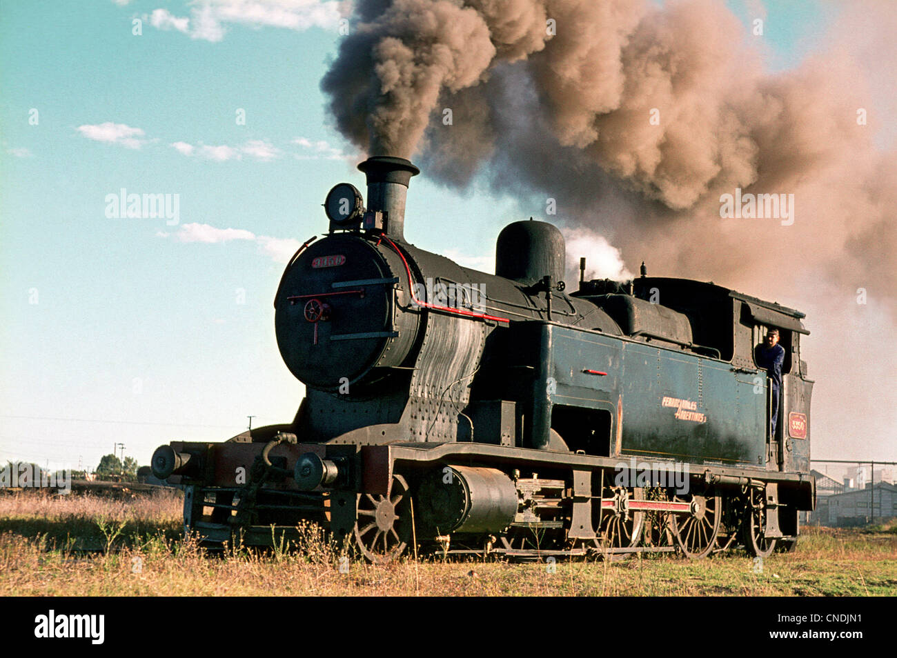 Bahia Blanca depot yard with Argentinean Railway 8A Class 2-6-2T No.3350. 11.03.1979. Stock Photo