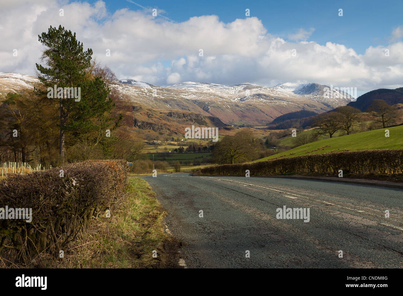 Looking South East  on A591 near Castlerigg, Cumbria, UK Stock Photo