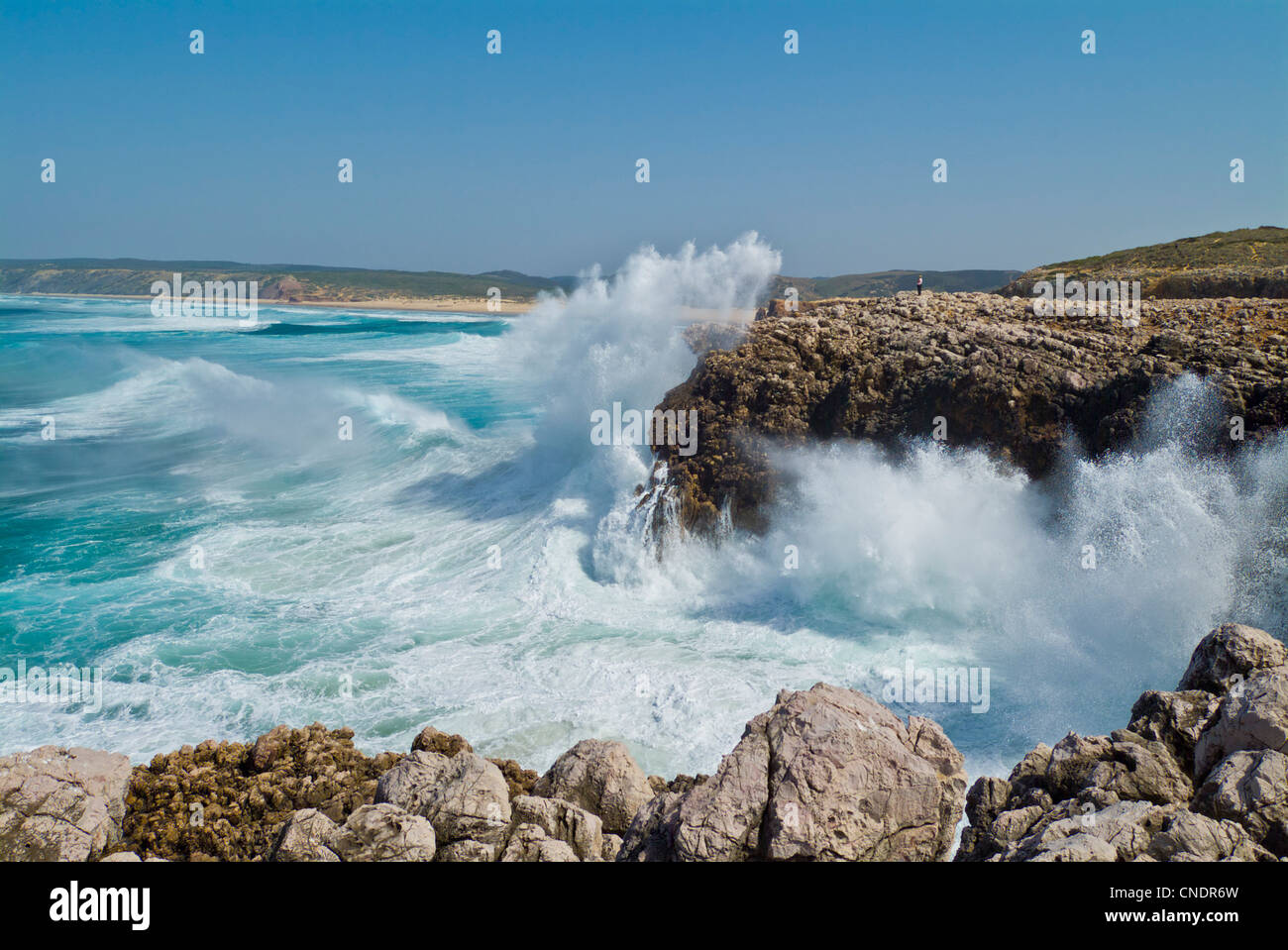 Surf and waves  Bordeira  Carrapateira Algarve Portugal EU Europe Stock Photo