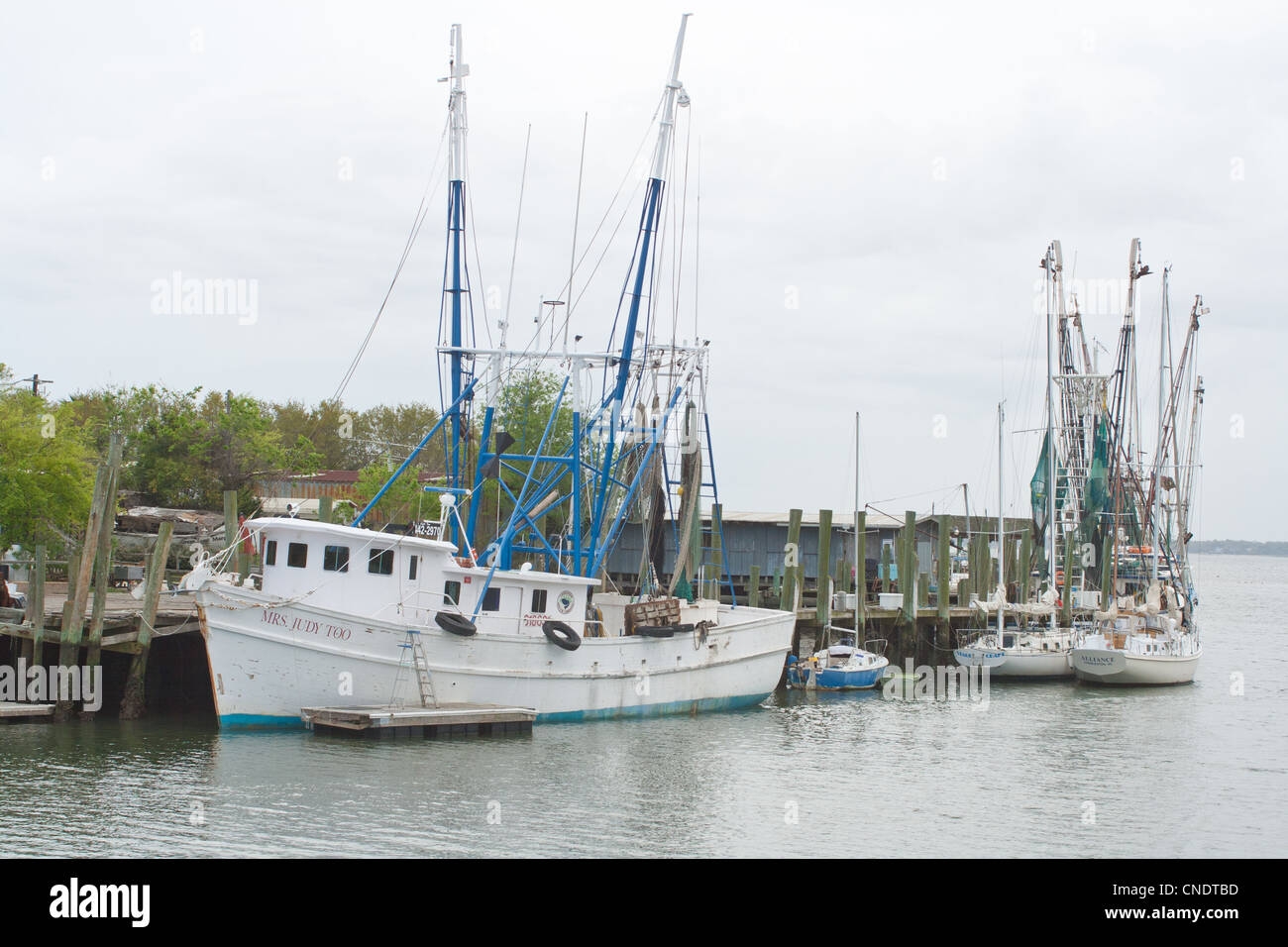 Shrimps boats docked on Shem Creek near Charleston, South Carolina USA Stock Photo