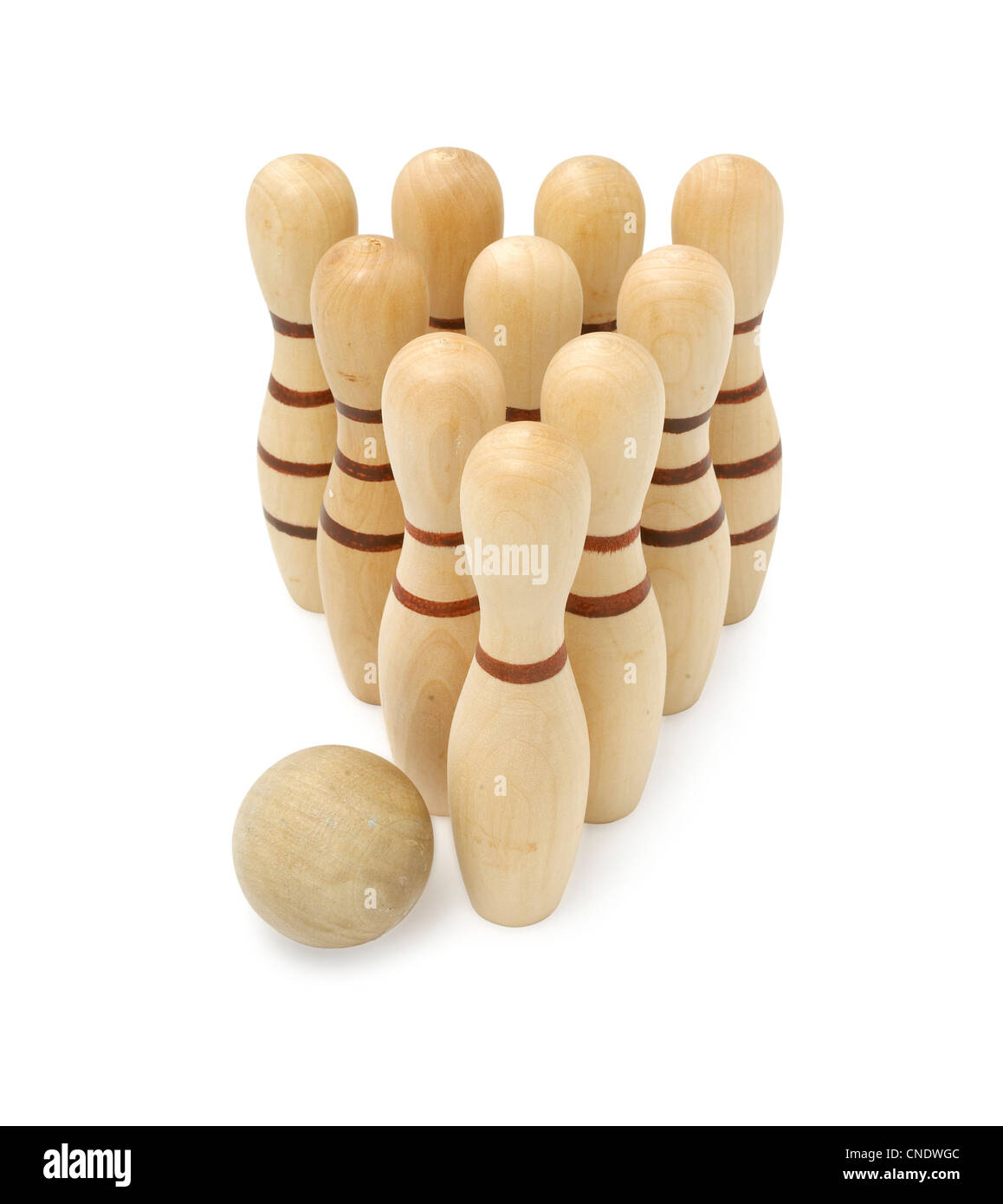 Wooden skittles Stock Photo