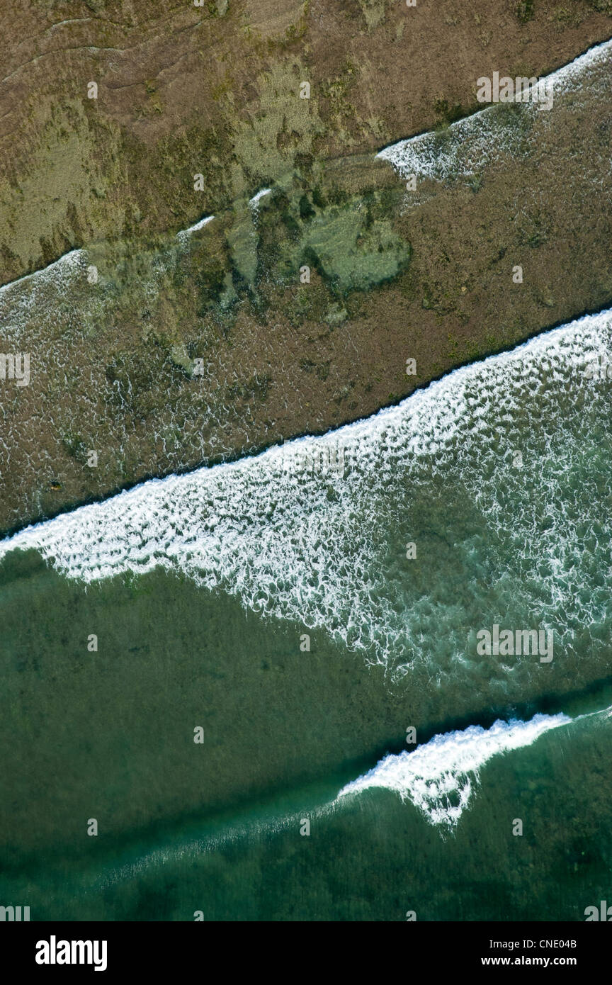 Breaking waves, aerial view, Pwani Region, Tanzania Stock Photo