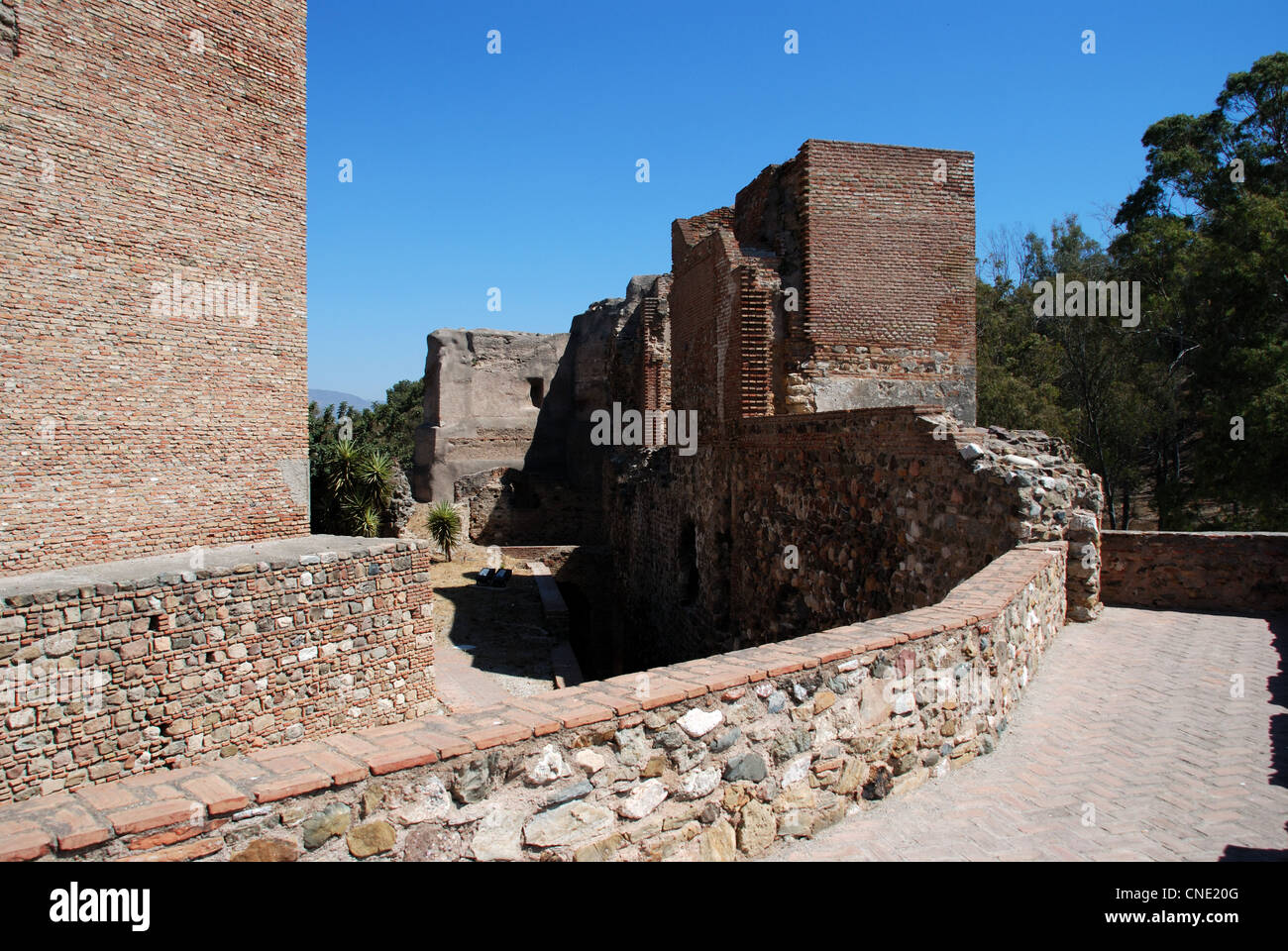 Walls of the citadel, Alcazaba de Malaga, Malaga, Costa del Sol, Malaga Province, Andalucia, Spain, Western Europe. Stock Photo